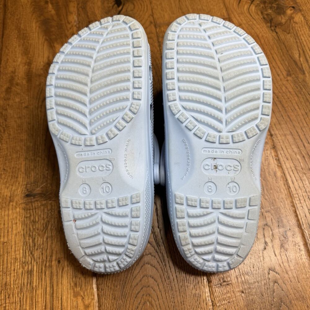 Crocs Classic Light Blue Clog Unisex Slip On Shoe Sandals Womens Sz 10 Jibbitz - Picture 5 of 5